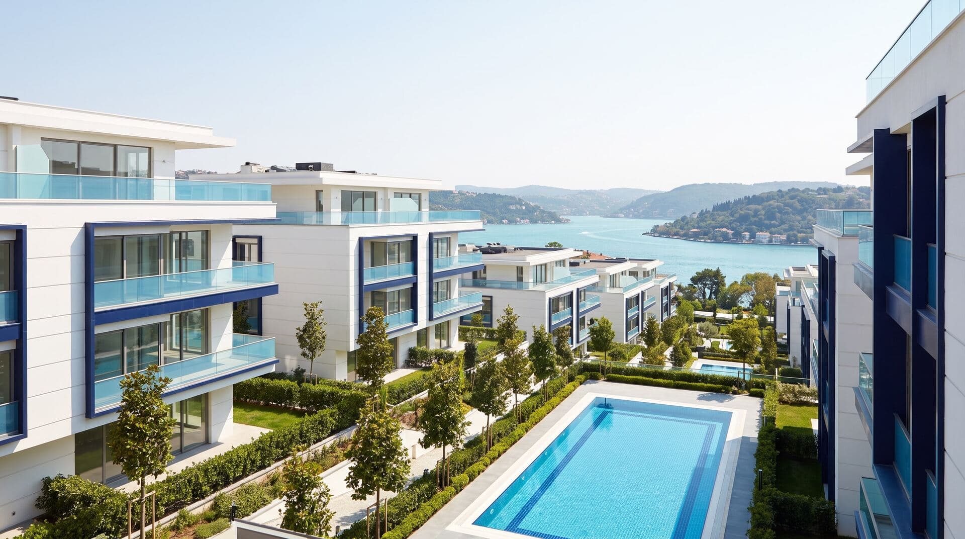 İstanbul'da havuzlu ve Boğaz manzaralı yeni bir konut projesi (temsilî görsel)
